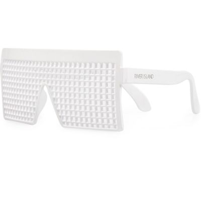 Boys white grid novelty glasses